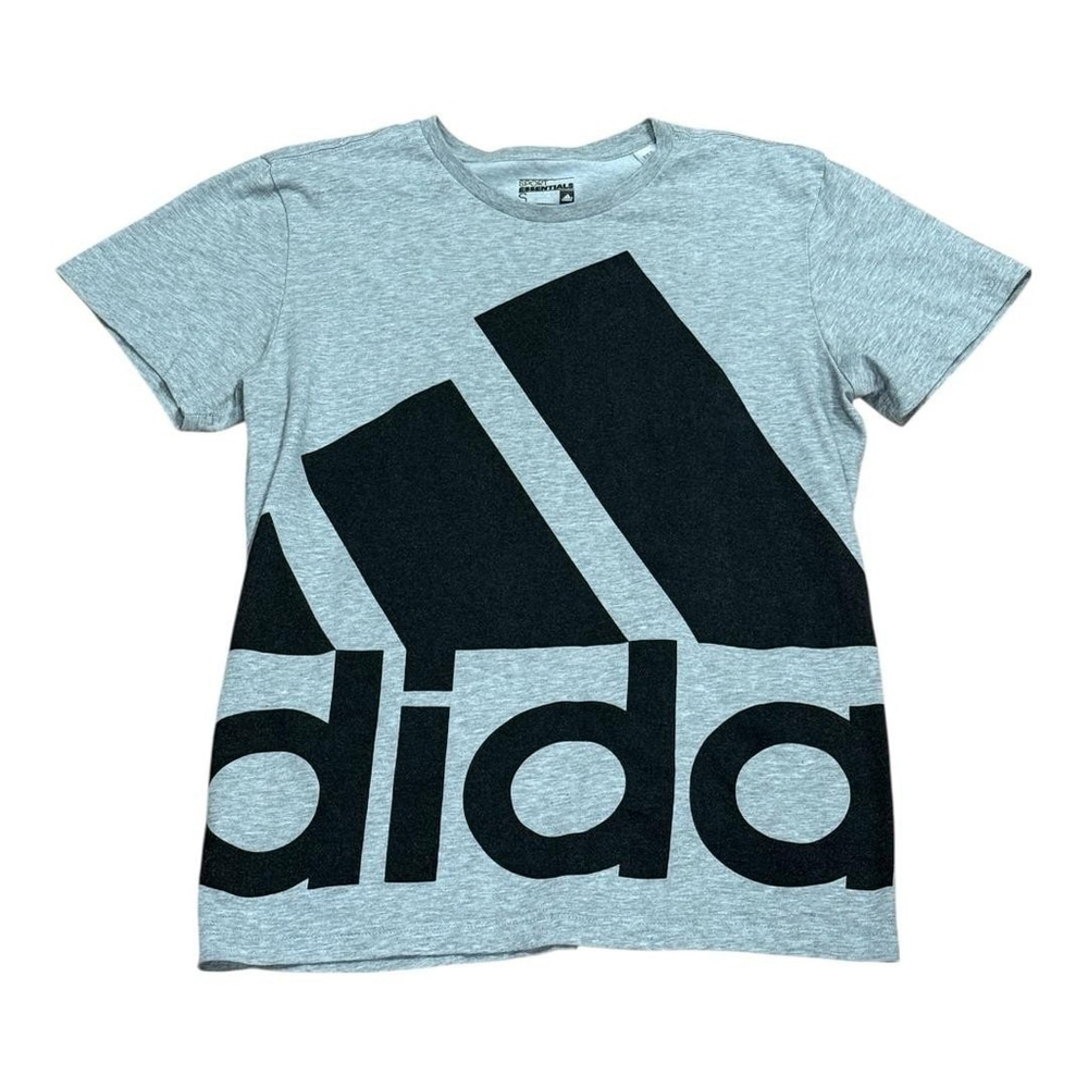 Adidas Shirt Mens Small Gray Black Sport Essentials Climalite Athletic Tee Logo